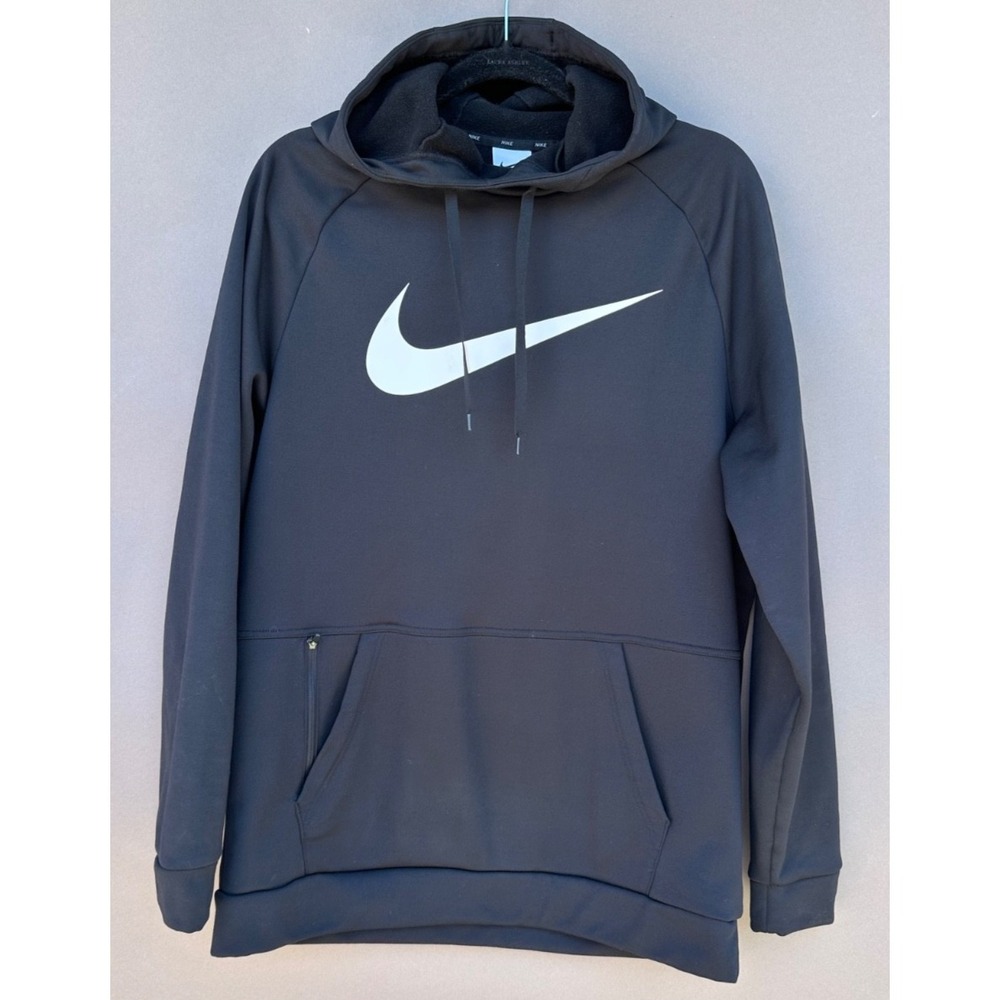 Nike Therma-Fit Swoosh Training Hoodie Mens L -Black CA #05553 - Zip Pocket Warm